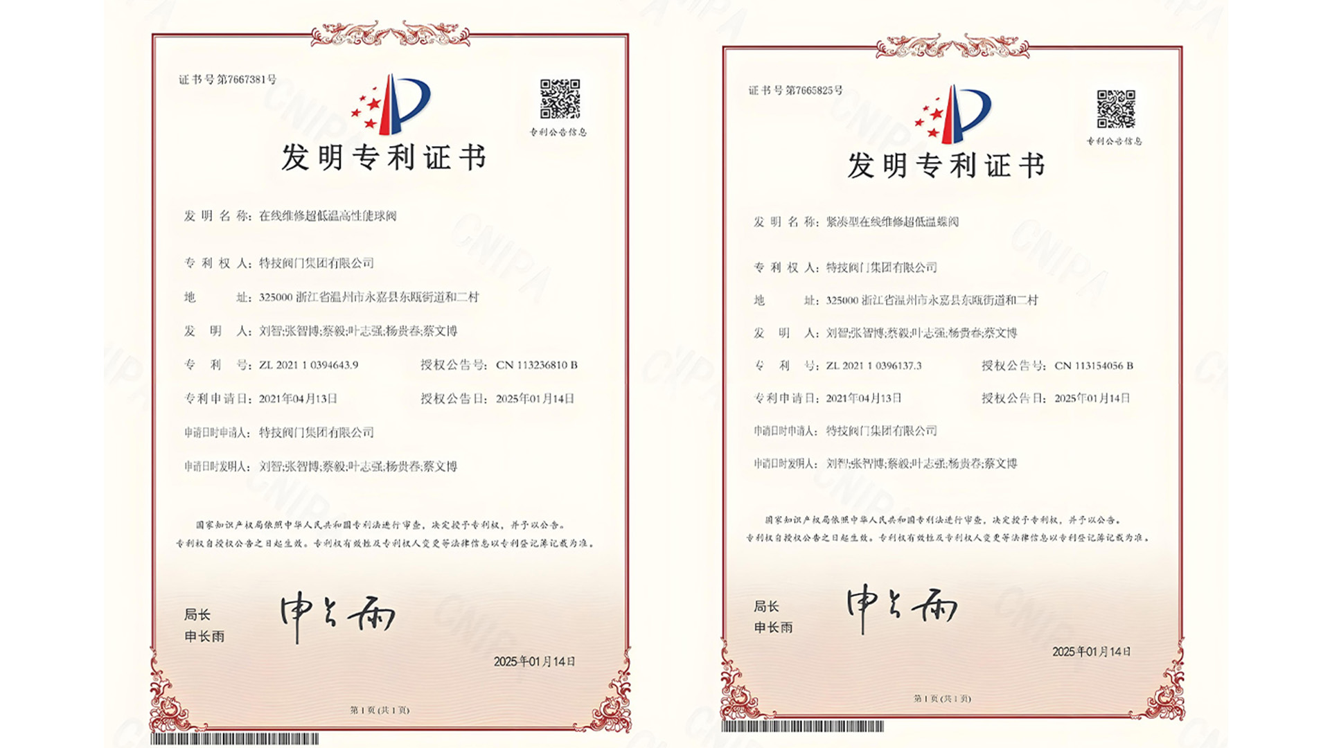 特技阀门集团获两项发明专利，突破极端工况阀门技术